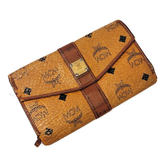 MCM Vintage Leather Trifold Envelope Coin Purse Wallet AS IS - Picture 1 of 11